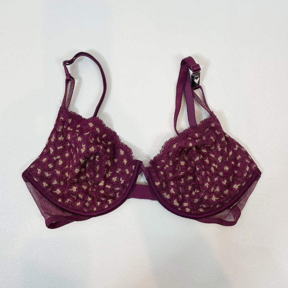 NWOT Victoria's Secret Bra 34C Unlined Demi Purple Leopard